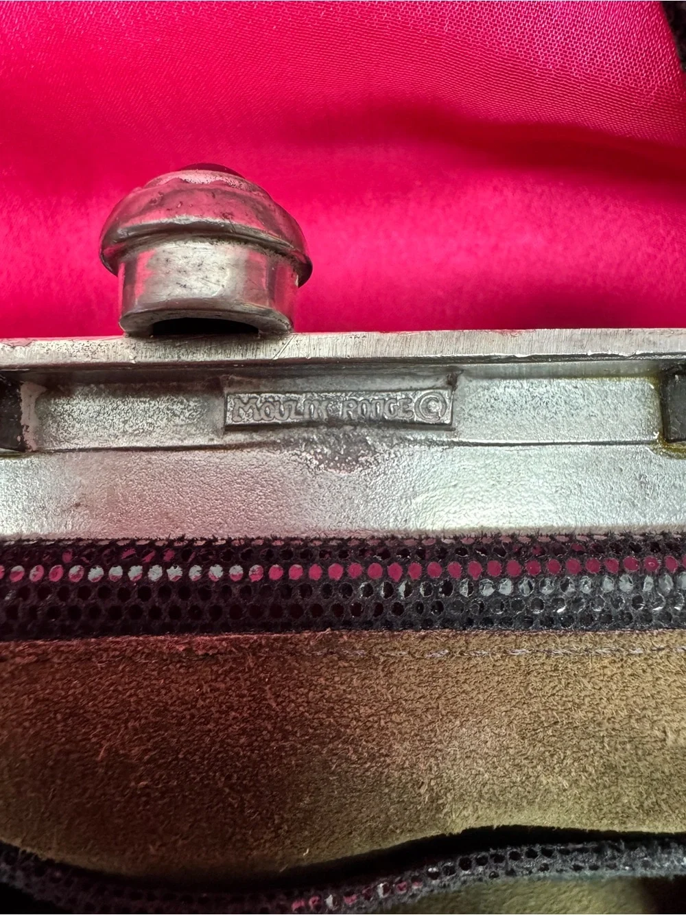 Black Evening Clutch with Decorative Silver Frame